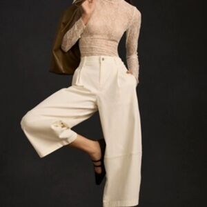 Anthropologie Maeve Pleated Barrel-Leg Chino Pants Size 0